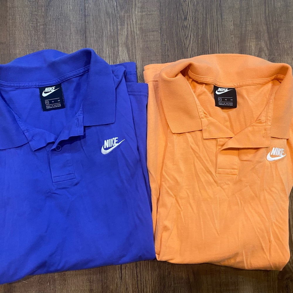 Nike Blue and Orange Polo Shirts Vibrant Style